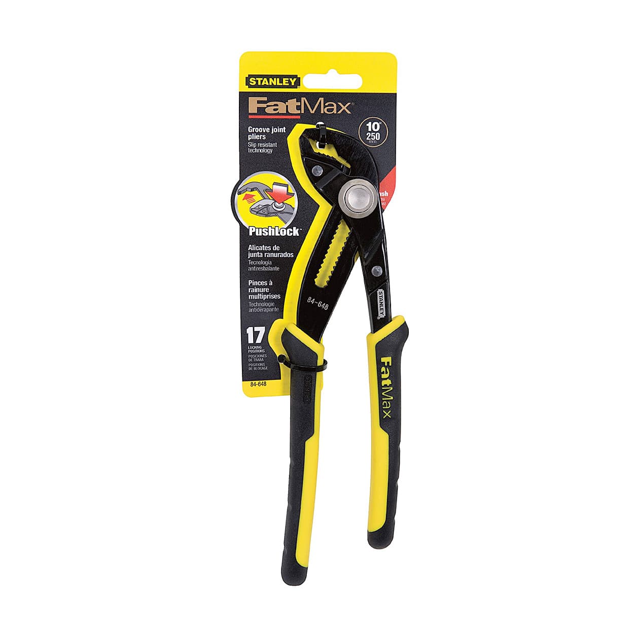 Stanley 10 inch / 250 mm FatMax Multi-Grip Groove Joint Pliers (Push Lock), 0-84-648