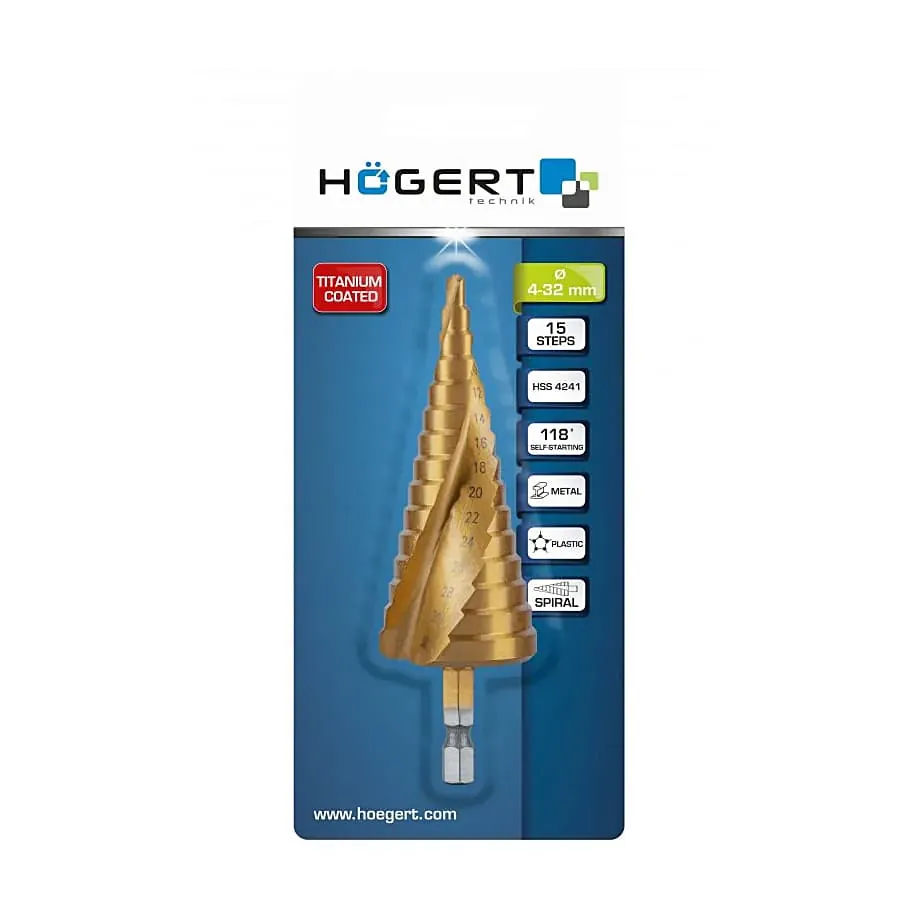 Hogert 4 - 32 mm Step Spiral Drill Bit, HT6D326