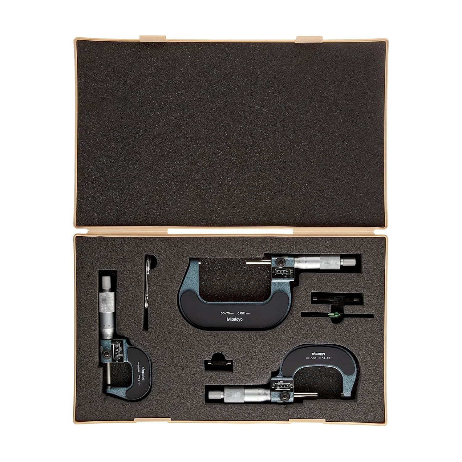 Mitutoyo 0 - 75 mm Digit Outside Micrometer Set (Pack of 3 Pcs), 193-915