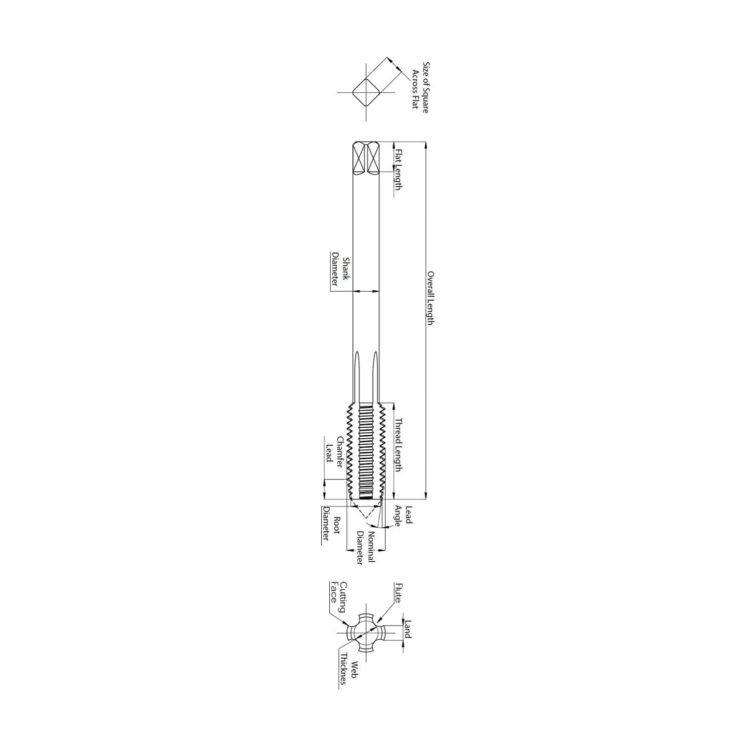 Totem Metric Standard Thread M45 x 4.5 Pitch Carbon Steel Hand Taps (Set of 3 Pcs)