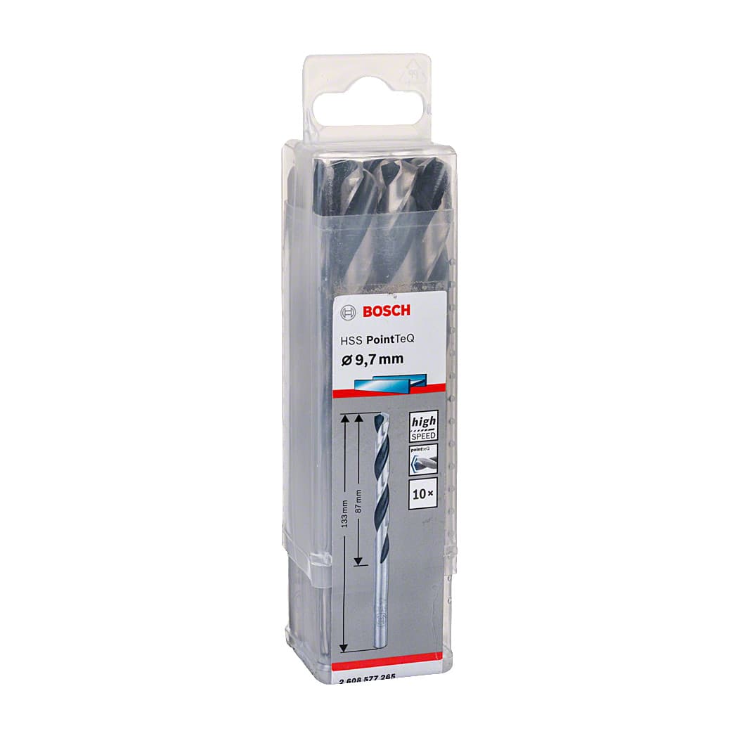 Bosch 9.70 mm HSS Metal Drill Bits PointTeQ Range (Pack of 10 Pcs), 2 608 577 265