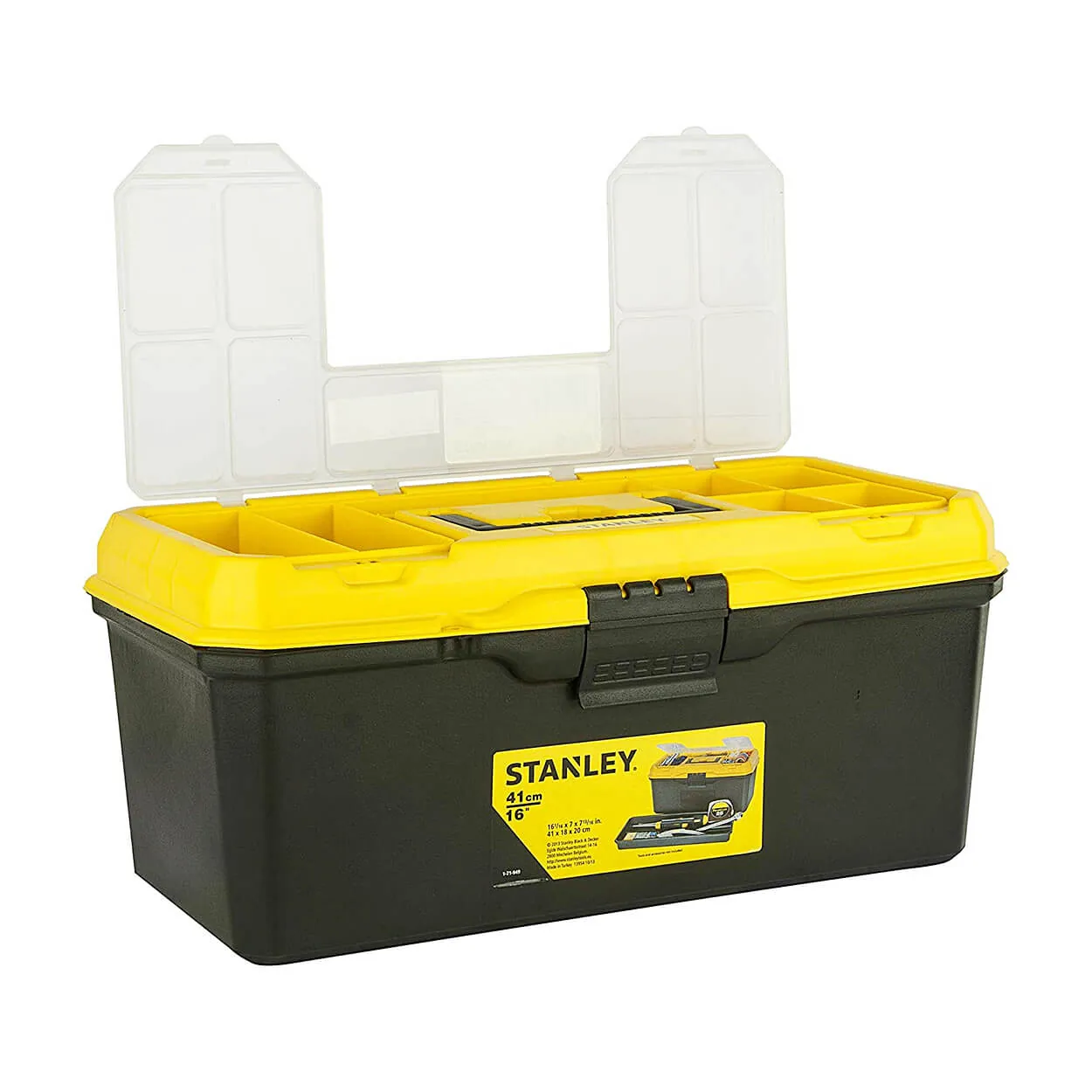 Stanley 16 Inch Organised Maestro Plastic Tool Box With Clear Top Lid, 1-71-949