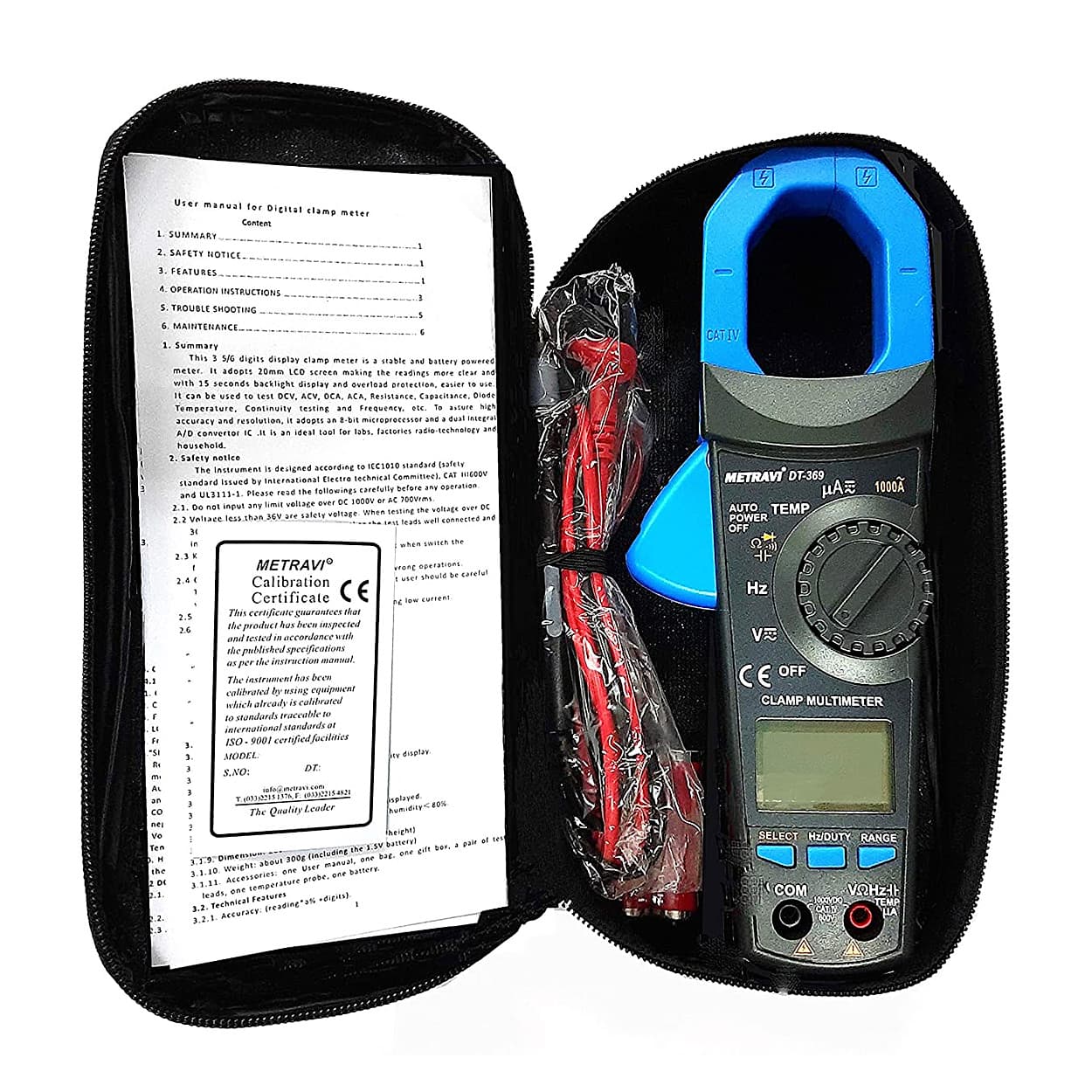 Metravi 3-4/5 Digit / 1000A Digital TRMS AC/DC Clamp Meter, DT-369