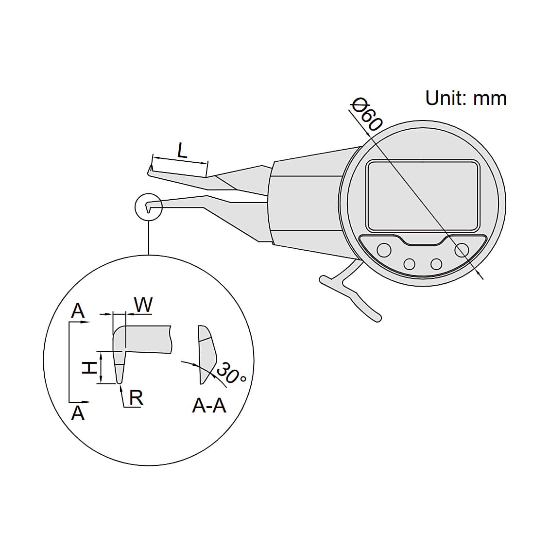 Insize 5 - 25 mm Digital Internal Caliper Gauge, 2121-25