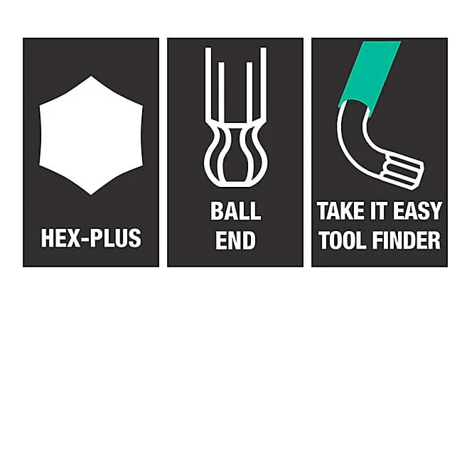 Wera 950 / 9 Pcs Hex-Plus Multicolour Imperial 1 L-key Set BlackLaser, 05022639001