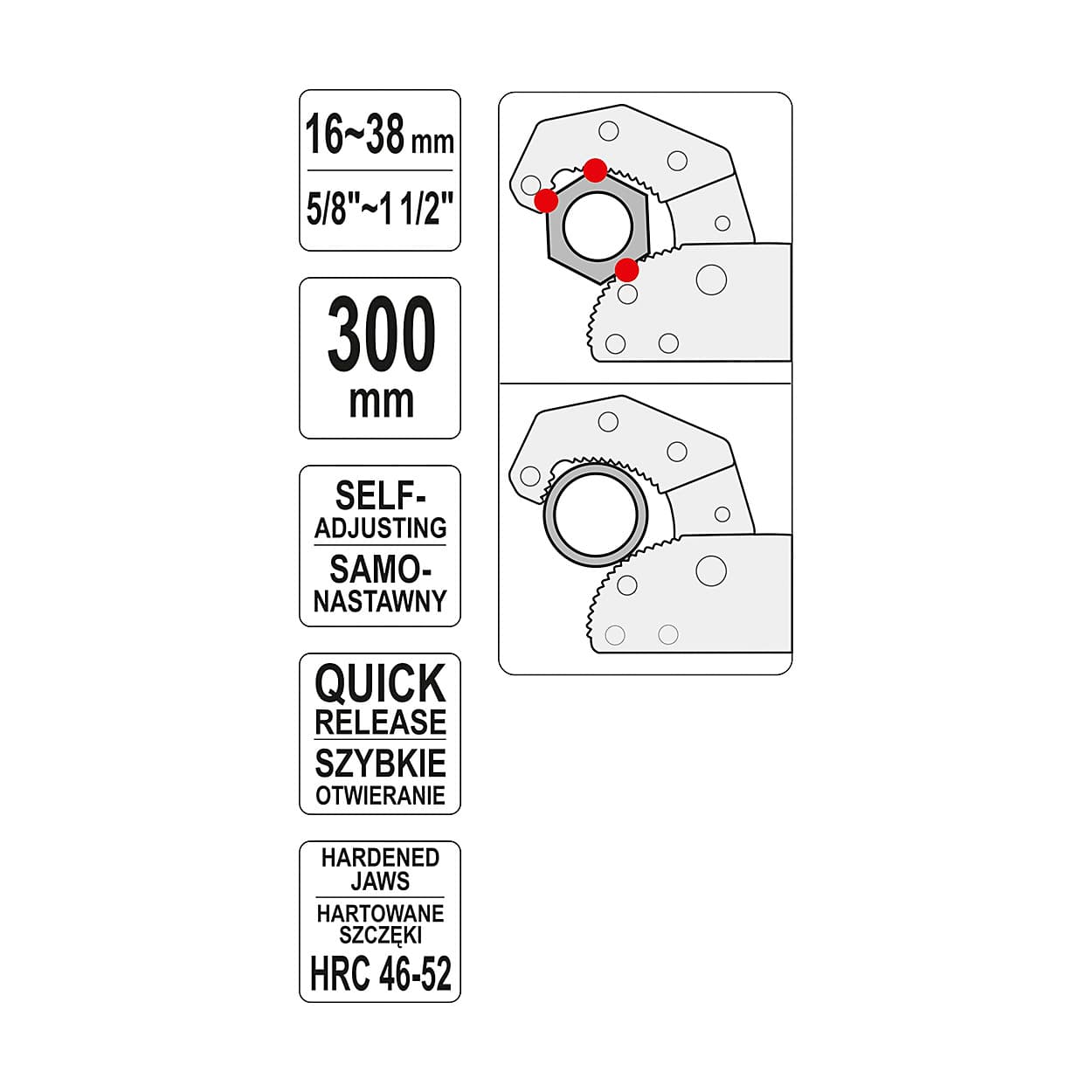 Yato 300 mm / 12 inch Quick Change Pipe Wrench, YT-22005