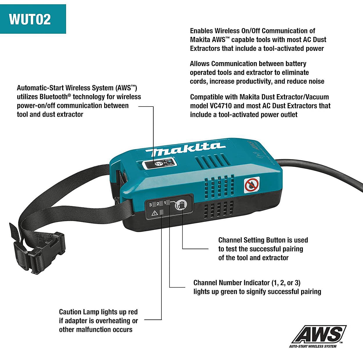 Makita Auto-Start Wireless Universal Adapter, WUT02U