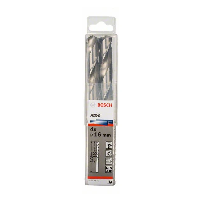 Bosch 16 x 178 mm HSS Metal Drill Bits (Pack of 4 Pcs), 2 608 585 595