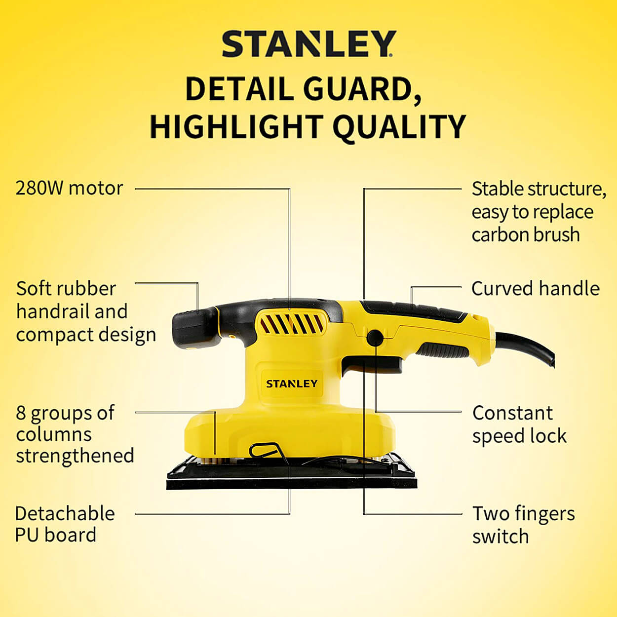 Stanley 91 x 185mm, 1/3rd Sheet Sander, SS28-IN