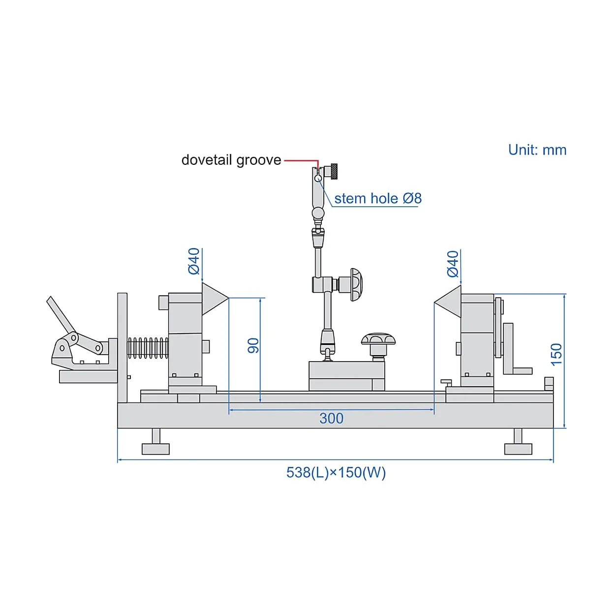 Insize 300 mm Bench Center without Dial Test Indicator, 4738-301