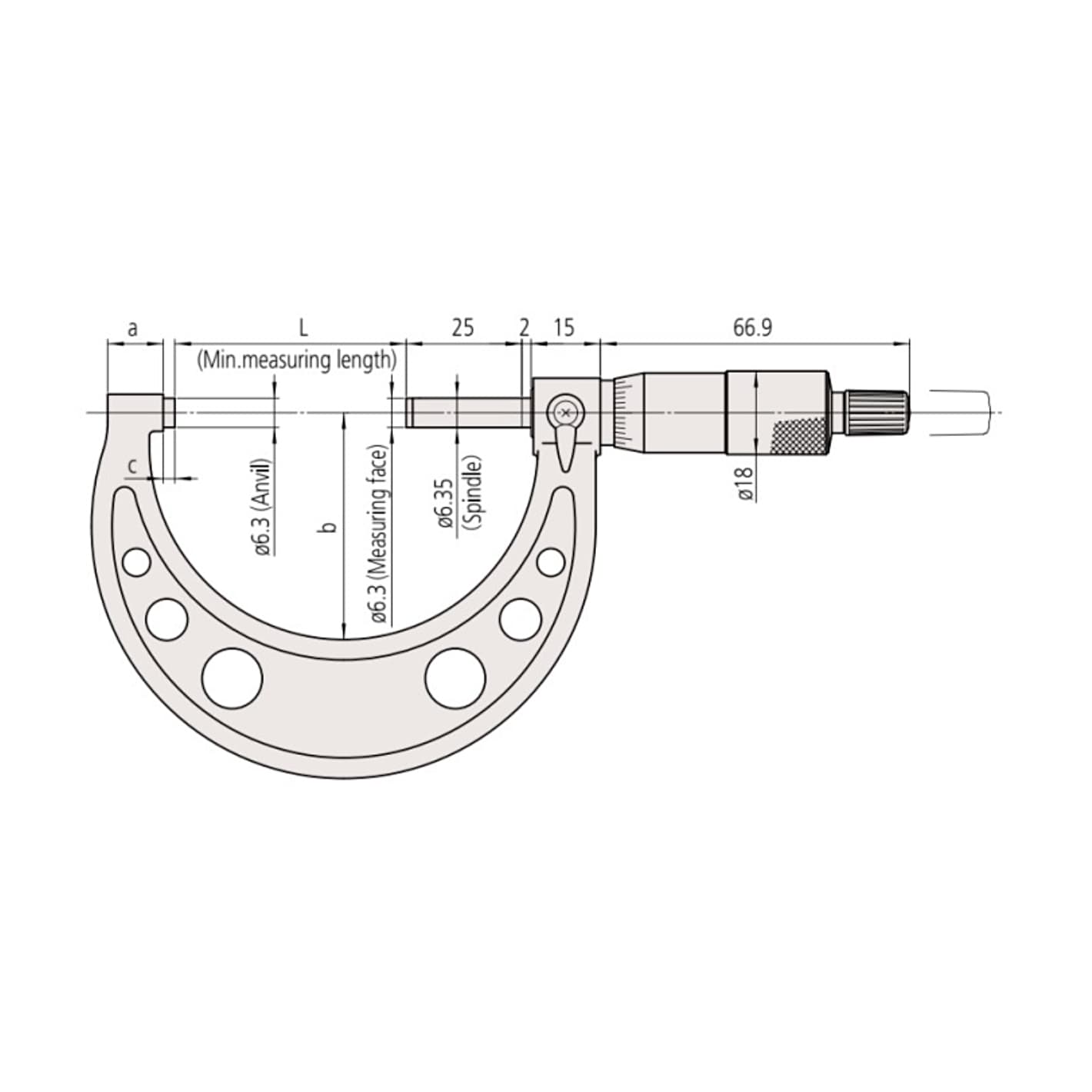 Mitutoyo 0 - 1 inch Outside Micrometer with Rachet Stop, 103-131
