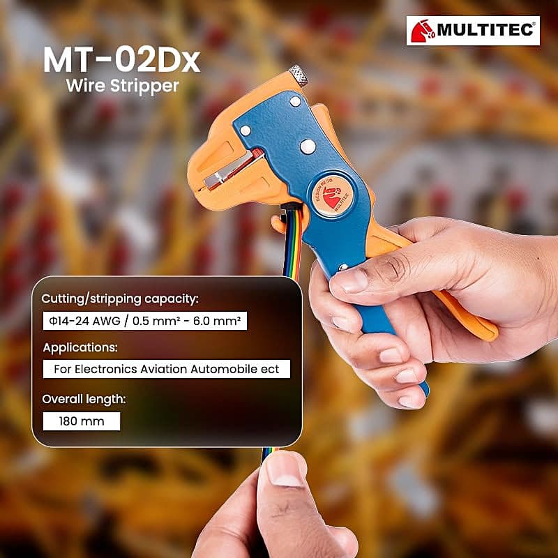 Multitec 7 inch / 180 mm Automatic Wire Stripper & Cutter, MT-02DX