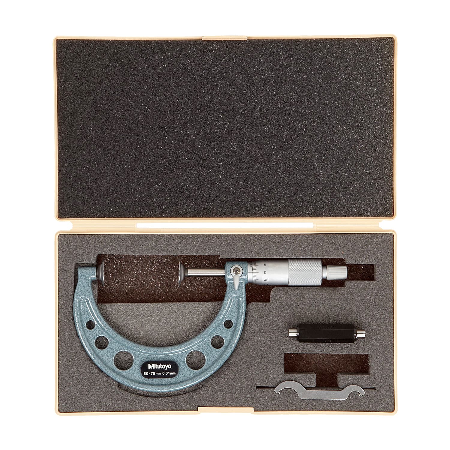 Mitutoyo 50 - 75 mm Disk Micrometer with Carbide Tips, 123-115