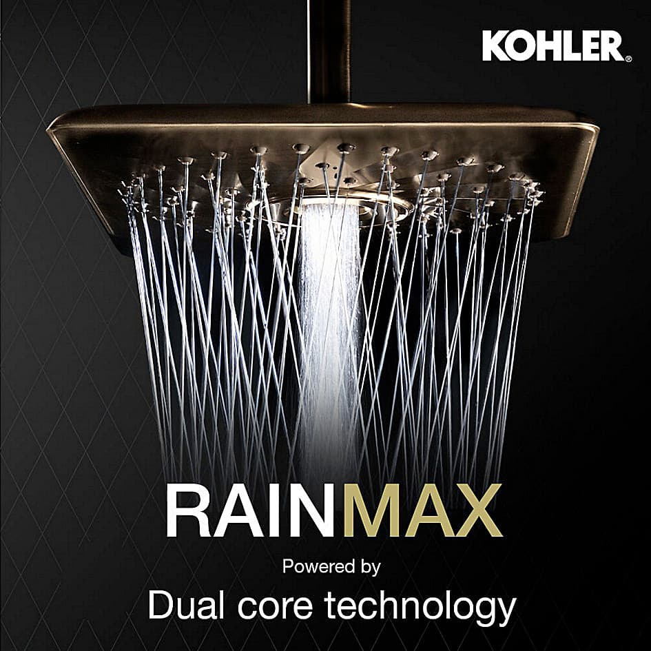 Kohler Rain Max 254 mm Square Single-Function Rainhead In Rose Gold Finish, K-26855IN-RGD