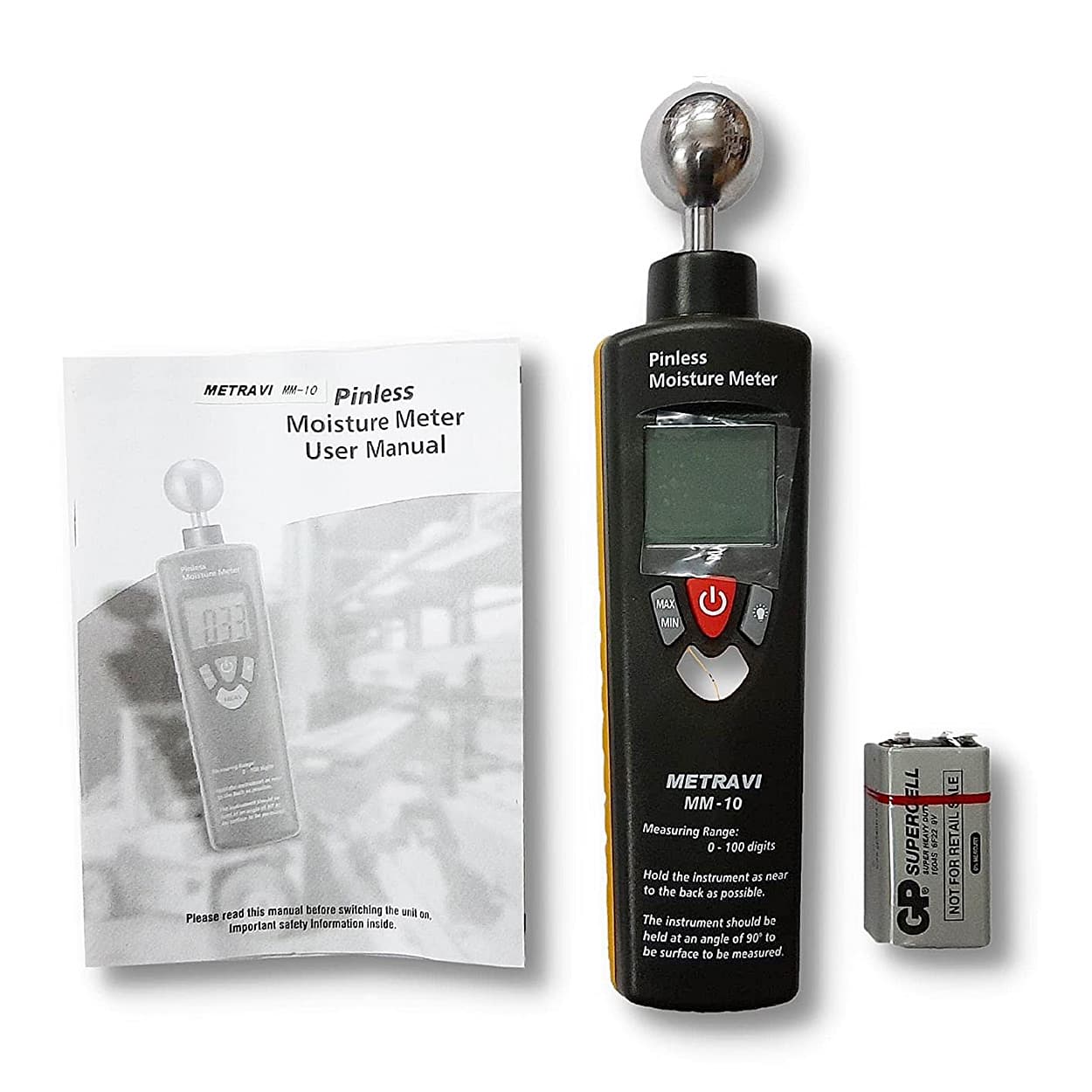 Metravi 0 - 100% Measuring Range Pinless Type Digital Moisture Meter, MM-10