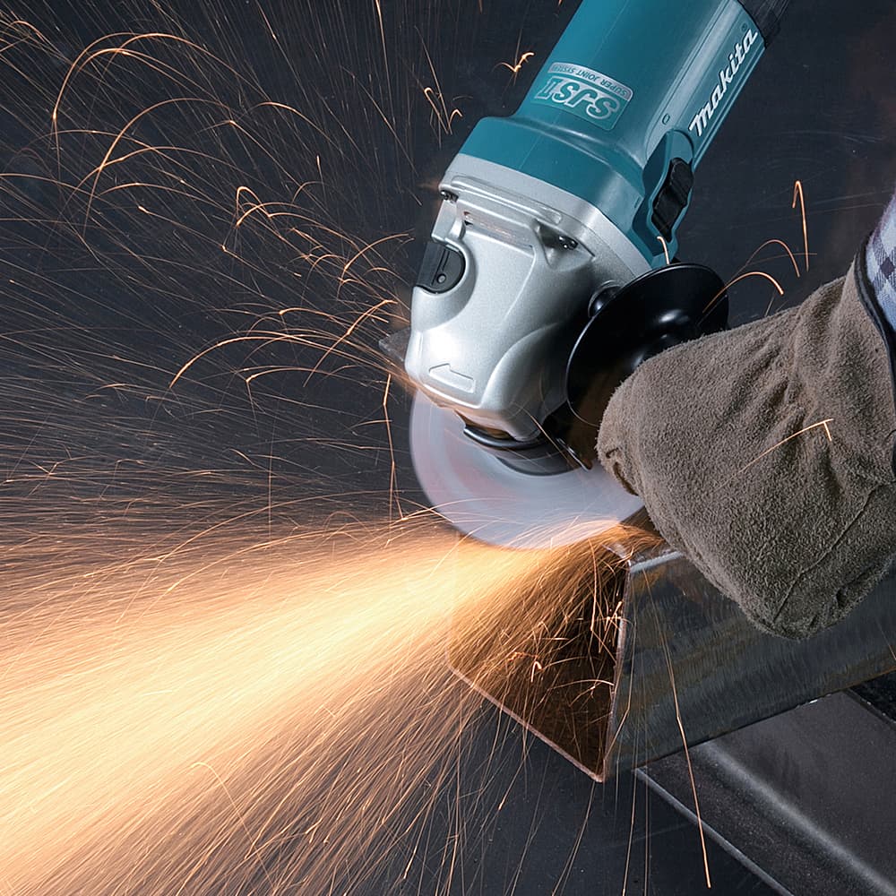 Makita 125mm / 5 inch, 1100W SJS II Angle Grinder with Anti-Restart Function, Soft Start & Slide Switch, GA5040R