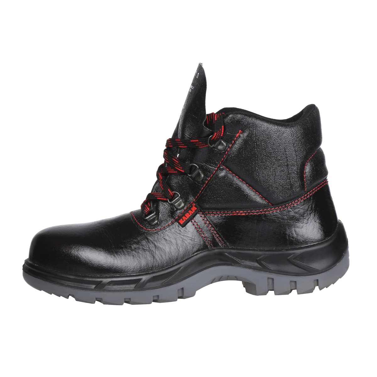 Karam Men's Deluxe Ankle Height Grain Leather Safety Shoe - Steel Toe (Black), FS21BL