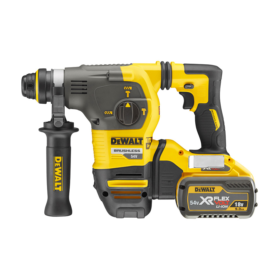 Dewalt 54V XR FLEXVOLT Li-ion 30mm SDS-Plus 3 Mode Cordless Hammer with Brushless Motor & 2x9.0Ah Batteries Included, DCH333X2-QW