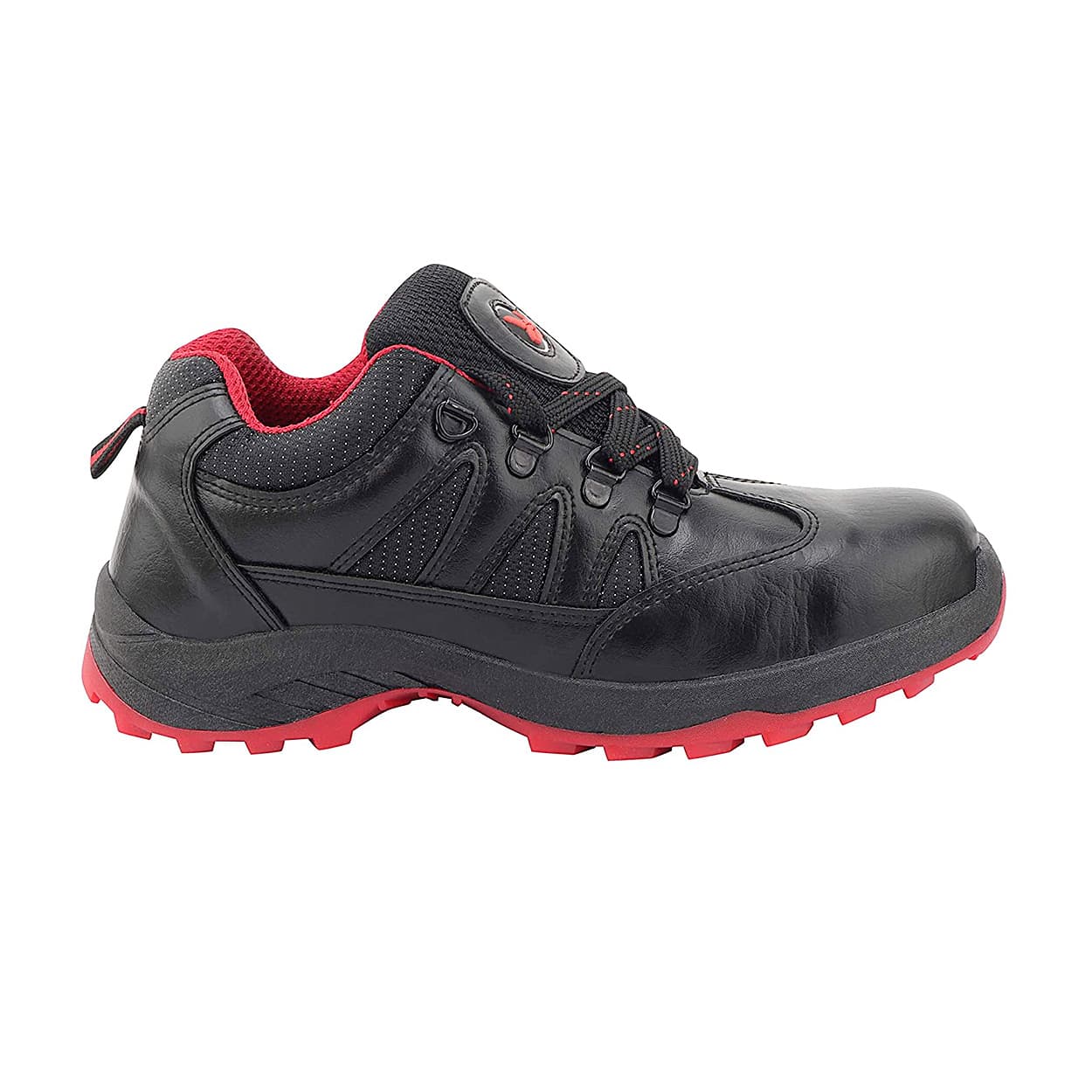 Hillson Dual Density TFP Sole Synthetic Leather Swag Safety Shoes - Steel Toe (Black & Red), Swag-1903