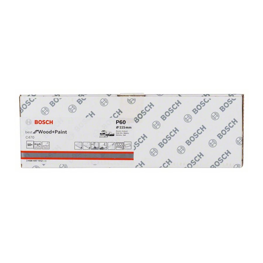 Bosch 115 mm x 230 mm / 60 Grit Sanding Sheet (Pack Of 50 Pcs), 2 608 607 932