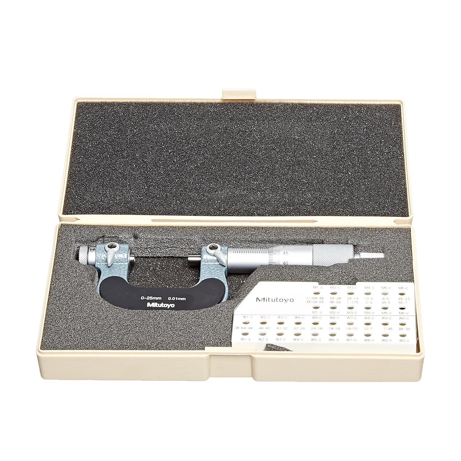 Mitutoyo 0 - 25 mm Interchangeable Anvil Screw Thread Micrometer (Spindle Tip Type), 126-125