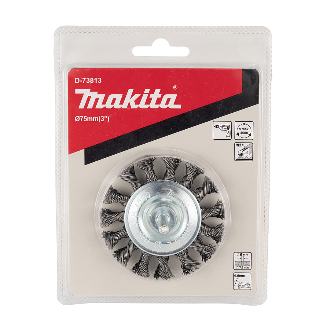 Makita 75 mm Dia. Straight Shank Knotted Wire End Brush, D-73813