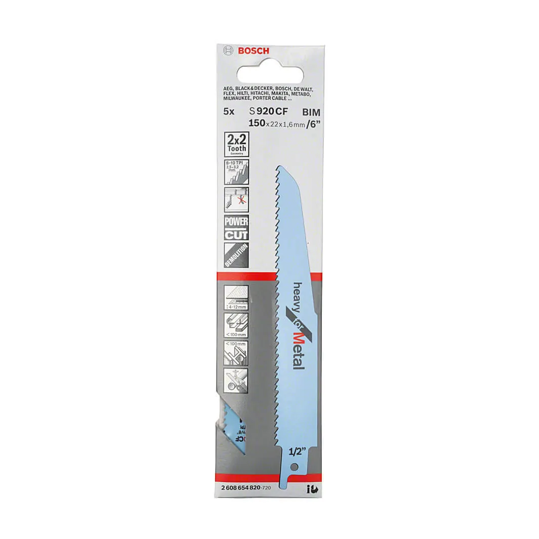 Bosch 150 mm Reciprocating Saw Blades Heavy For Metal (S 920 CF), 2 608 654 820