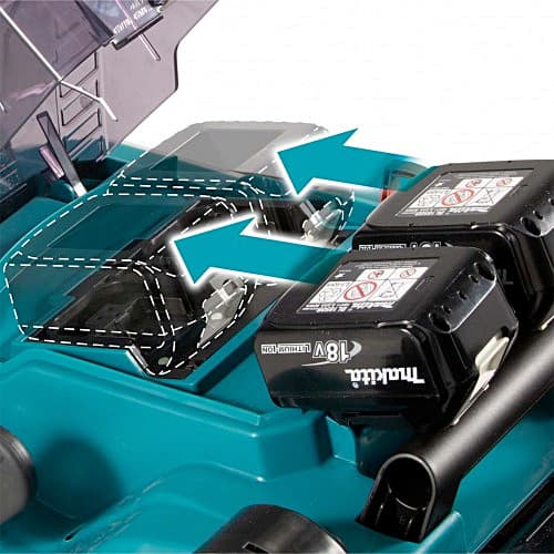 Makita 18V X 2 (36V) LXT Li-Ion 380 mm (15") 3-in-1 Cordless Lawn Mower with Rapid Charger & 2 Pcs 5.0Ah Batteries, DLM382PT2