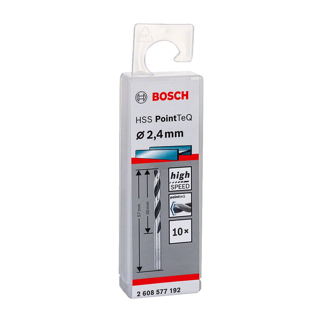 Bosch 2.40 mm HSS Metal Drill Bits PointTeQ Range (Pack of 10 Pcs), 2 608 577 192