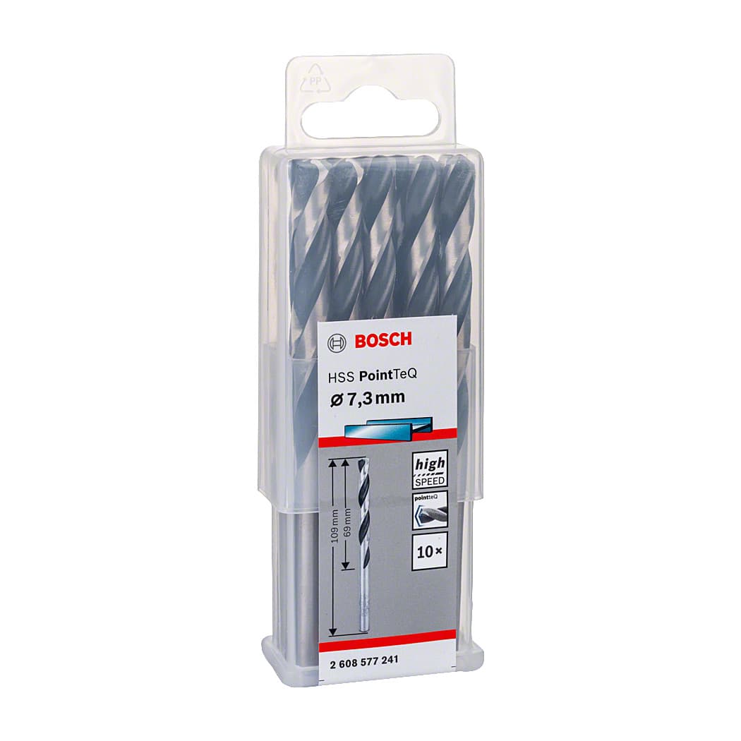 Bosch 7.30 mm HSS Metal Drill Bits PointTeQ Range (Pack of 10 Pcs), 2 608 577 241
