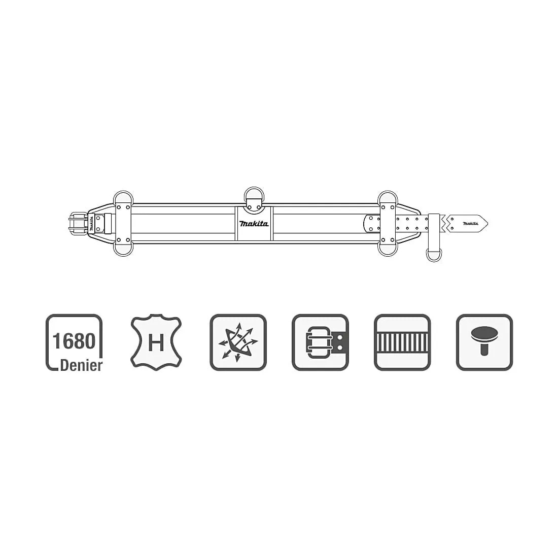 Makita 880 mm Length Ultimate Padded Belt with Belt Loop, E-15366