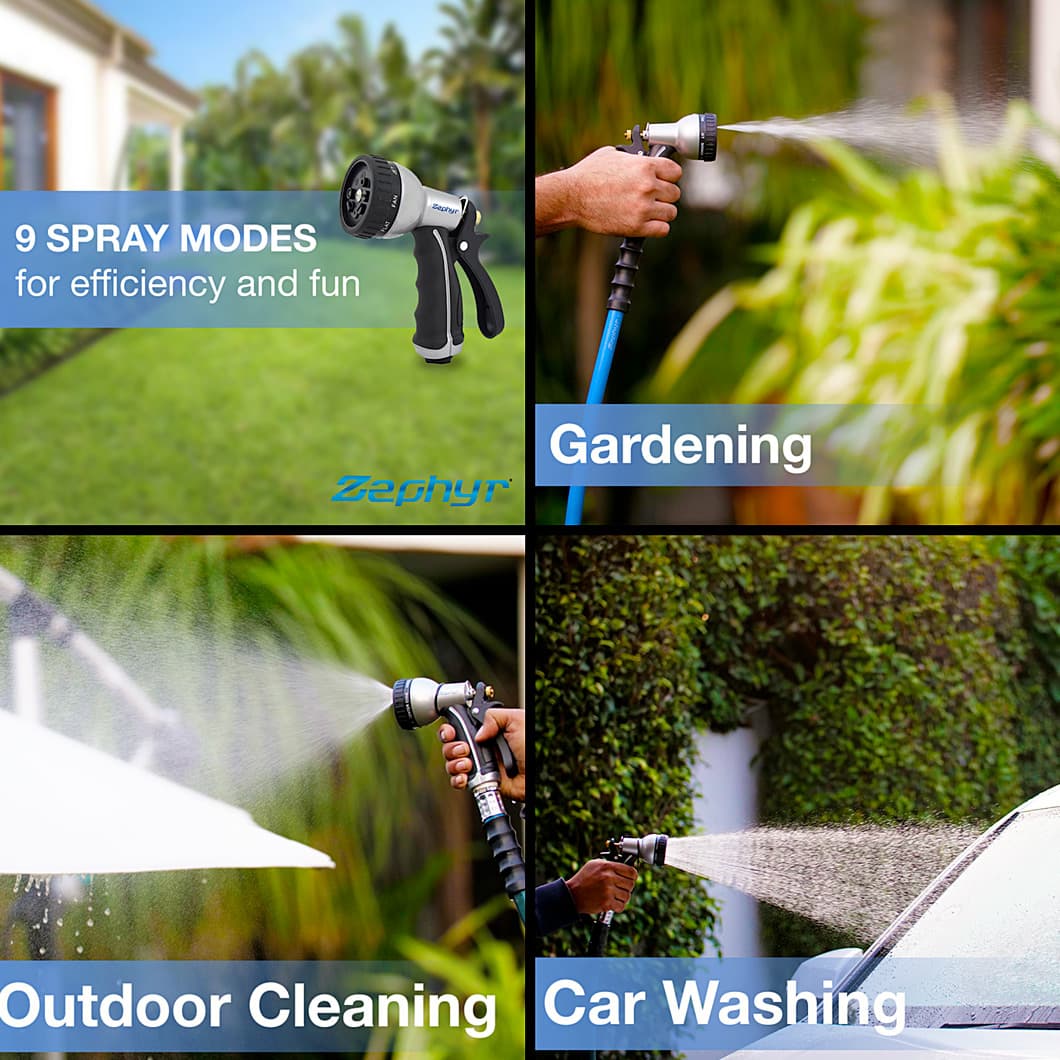 Zephyr 9-Mode High Performance Water Spray Gun - Saves Water (Gen. 3), ZSP004
