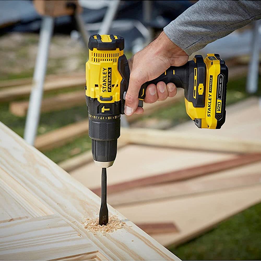 Stanley 20V / 2.0 Ah / 13 mm Cordless Brushed Hammer Drill With 100 Pcs Accessories Kit (2 Batteries & Charger Included) (FATMAX), SCD711D2KA