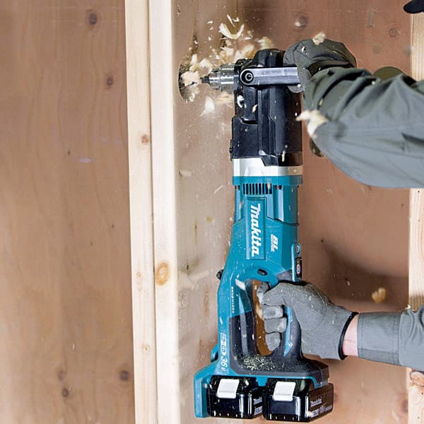 Makita 18V X 2 LXT BL 13 mm (1/2") Cordless Keyed Chuck Angle Drill with Rapid Charger & 2 Pcs 5.0Ah Batteries, DDA460PT2