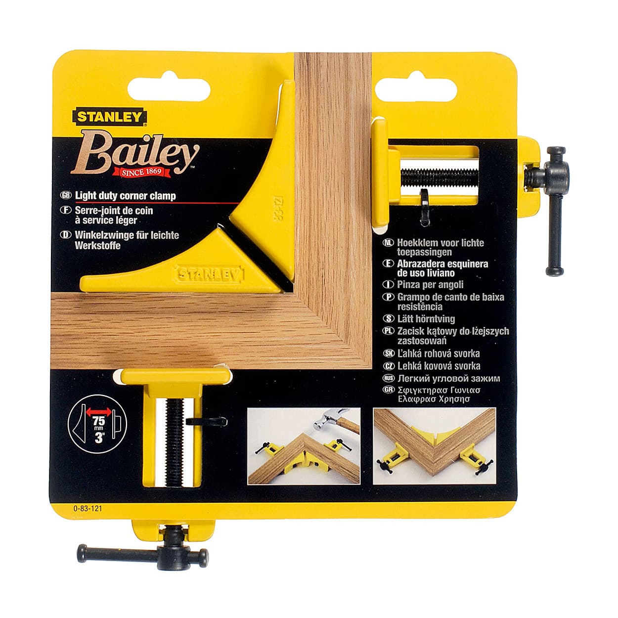 Stanley 75 mm / 3 Inch Bailey Light Duty Corner Clamp, 0-83-121