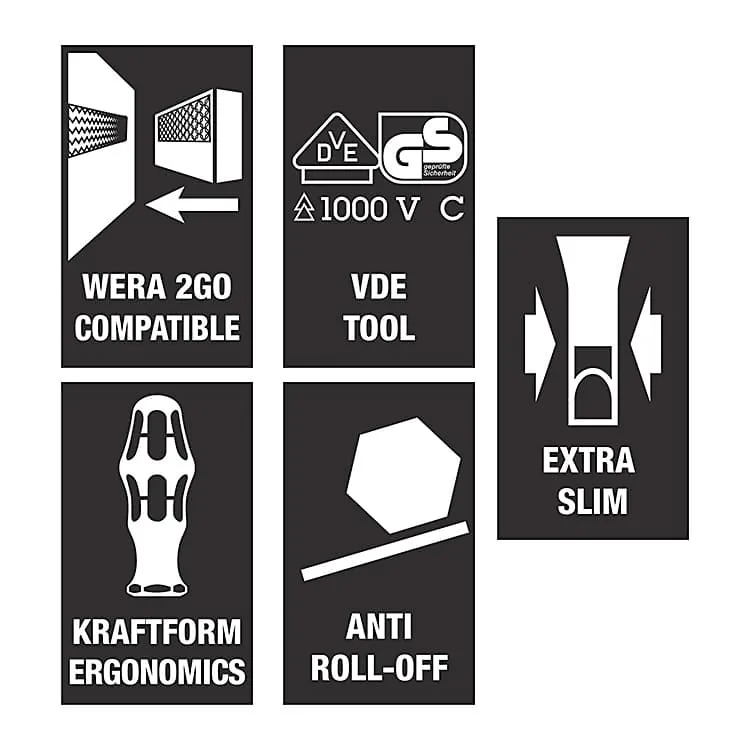 Wera 17 Pcs Kraftform Kompakt VDE 17 Extra Slim 1, 05136027001