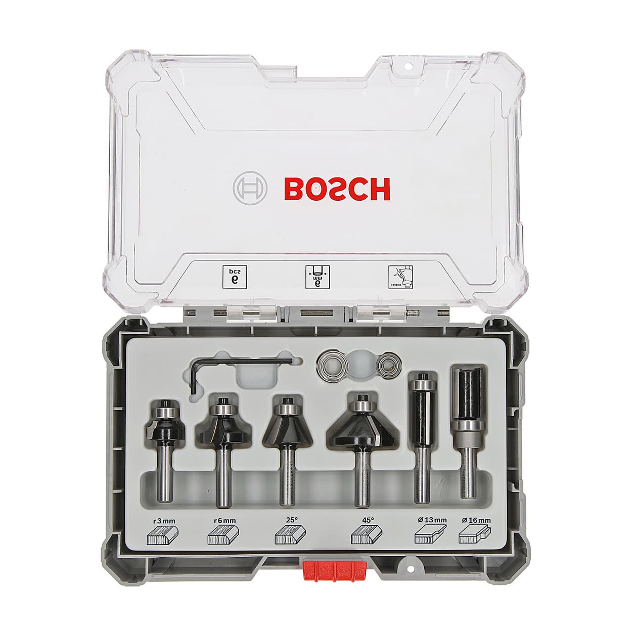 Bosch 6.00 mm Shank Trimming & Edging Router Bits Set (Pack Of 6 Pcs), 2 607 017 468