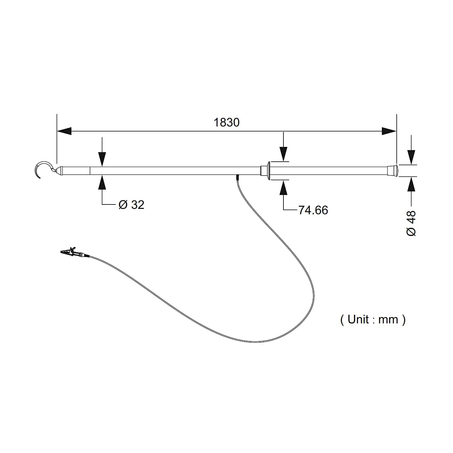 Kusam-Meco 100kV Resistive Type High Voltage Discharge Rod, KM-DSR-100K