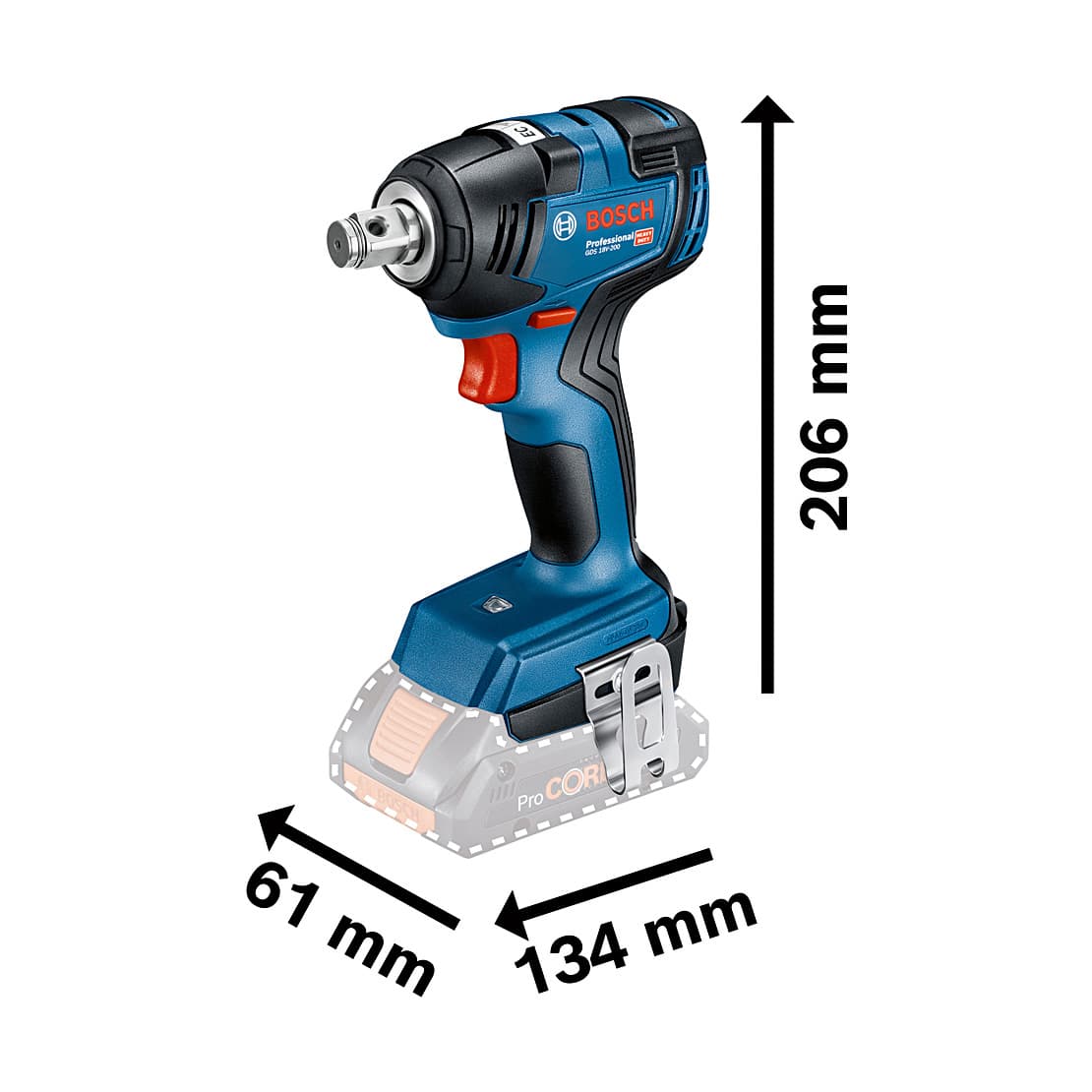 Bosch 18V Professional Cordless Impact Wrench, GDS 18V-200