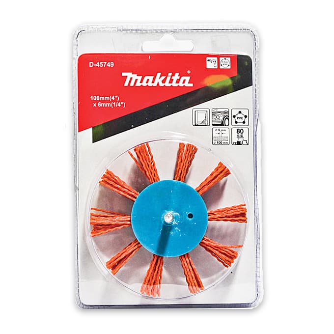Makita 100 mm Dia. x 6 mm Shank Nylon Flap Brush for Drill (Coarse), D-45749