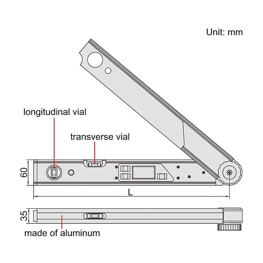 Insize 460 mm Waterproof Digital Protractor, 2174-225