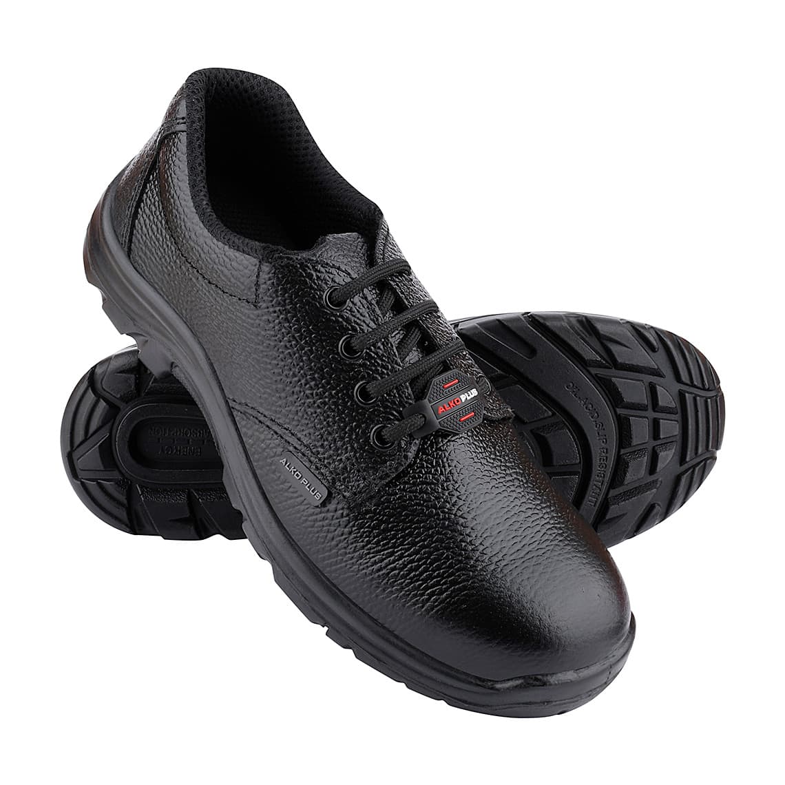 Alko Plus Low Ankle Buff Leather Safety Shoe with PU Single Density Sole - Steel Toe (Black), APS 1151