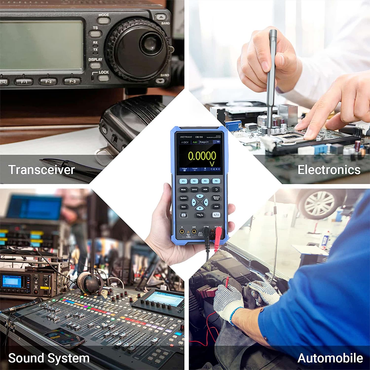 Metravi 100MHz / 500MSa/s Dual Channel Digital Handheld Oscilloscope, OM-100