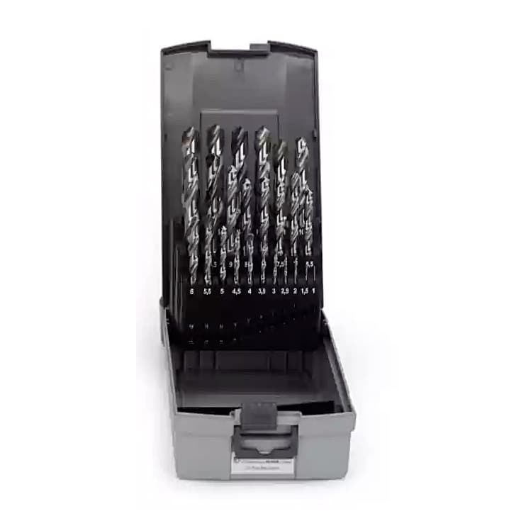 JK 1.00 - 13.00 mm / 25 Pcs Ground Flute HSS Straight Shank Jobber Drill Bit Set, SD7709929