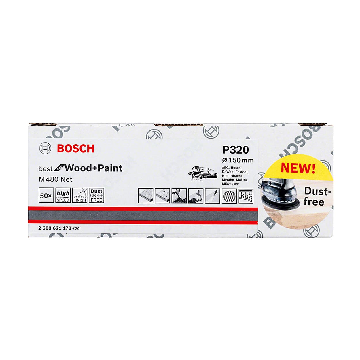 Bosch NET 150 mm / 320 Grit (Pack of 50 Pcs), 2 608 621 178