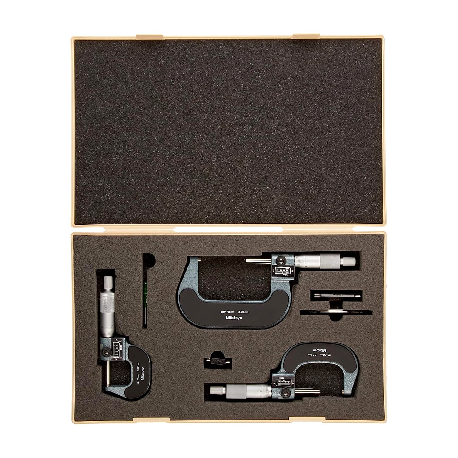 Mitutoyo 0 - 75 mm Digit Outside Micrometer Set (Pack of 3 Pcs), 193-901