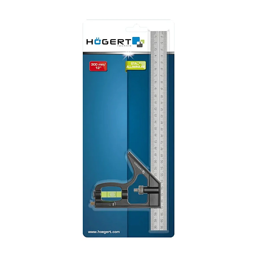 Hogert 0 - 300 mm Combination Square (Polish Finish), HT4M217