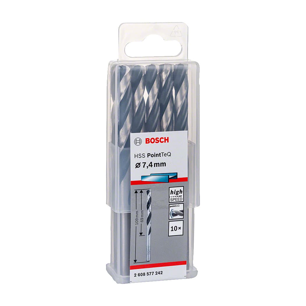 Bosch 7.40 mm HSS Metal Drill Bits PointTeQ Range (Pack of 10 Pcs), 2 608 577 242