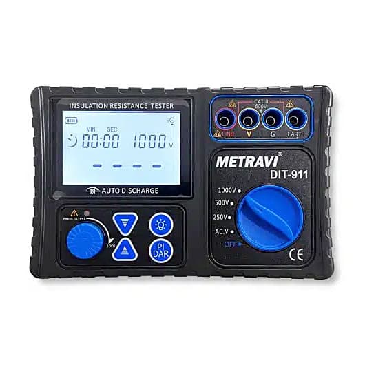 Metravi 250V - 1000V Rated Voltage Digital Insulation Resistance Tester, DIT-911