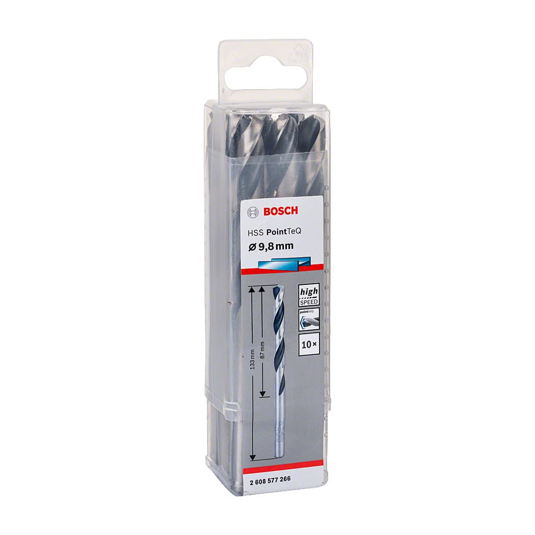 Bosch 9.80 mm HSS Metal Drill Bits PointTeQ Range (Pack of 10 Pcs), 2 608 577 266